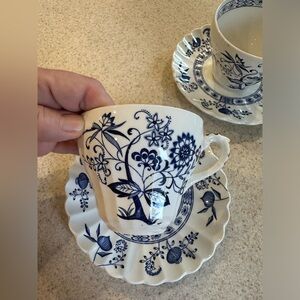 Blue Nordic by J& G Meakin classic blue onion pattern set of 2 cup and Saucers